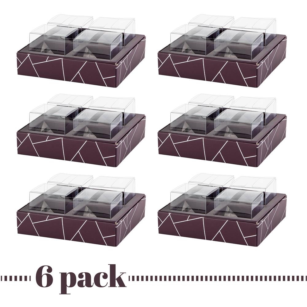 4 Square Shaped Clear Boxes With Square Tray Purple 5.4 X 5.45 X 1.2